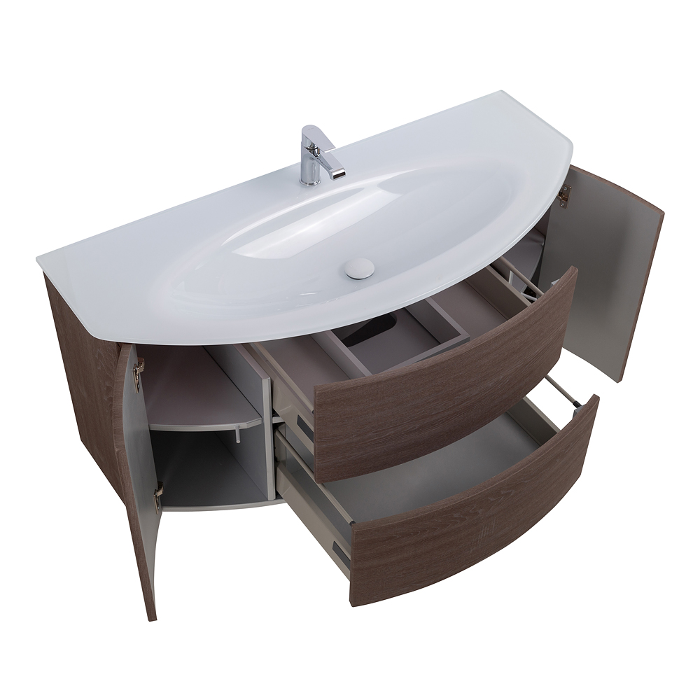 Приобрести cezares тумба подвесная с раковиной eden 121 см rovere scuro soft, стекло, коричневая 54408