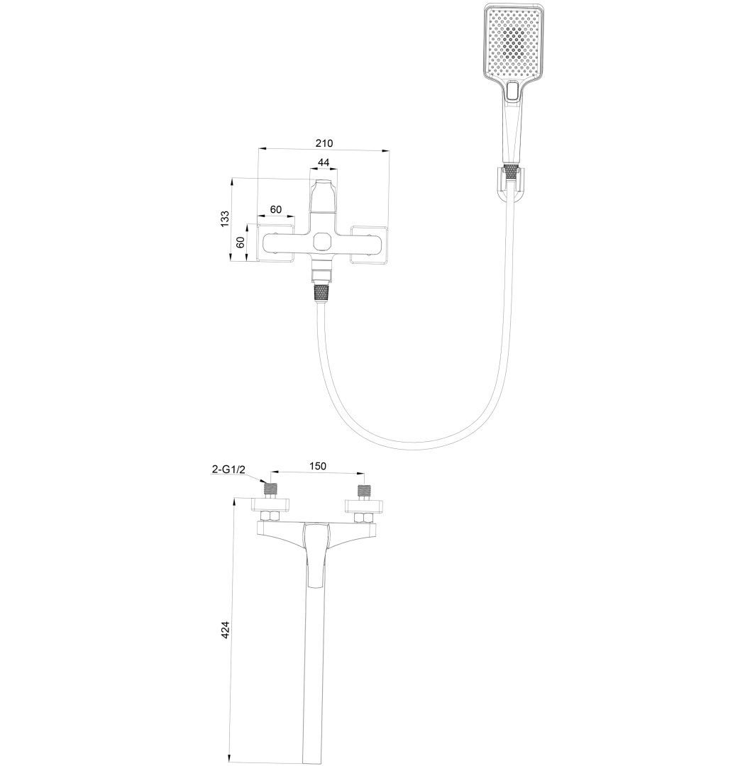 Приобрести смеситель для ванны wonzon & woghand flex, хром (ww-639906-cr)