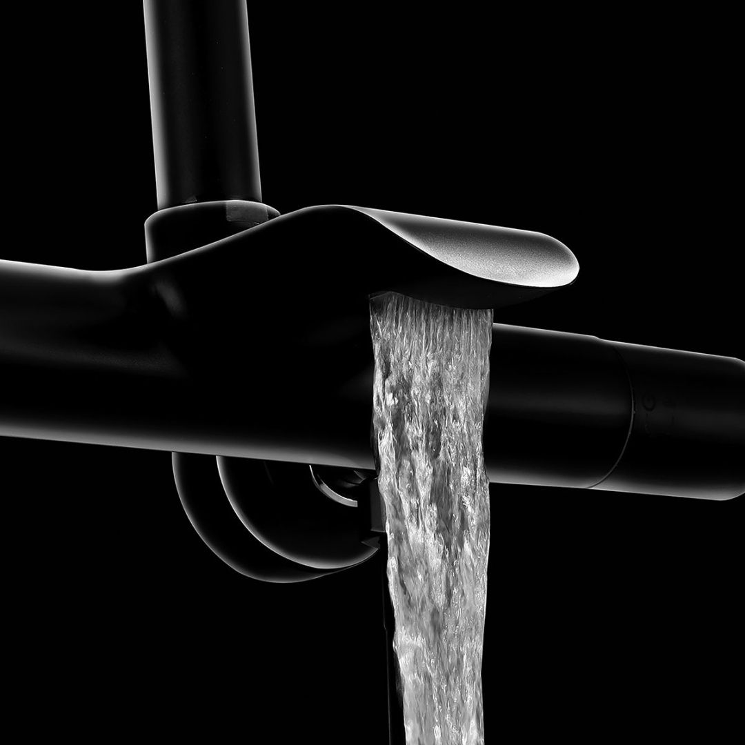 Приобрести vincea душевая стойка esse, термостат, черный матовый vsfs-1e1tmb