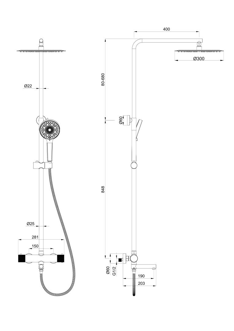 Приобрести душевая система с термостатом wonzon & woghand, хром (ww-88739902-cr)