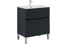 Aquanet Тумба с раковиной Алвита new 70 см, 1 ящик, 2 дверцы, антрацит