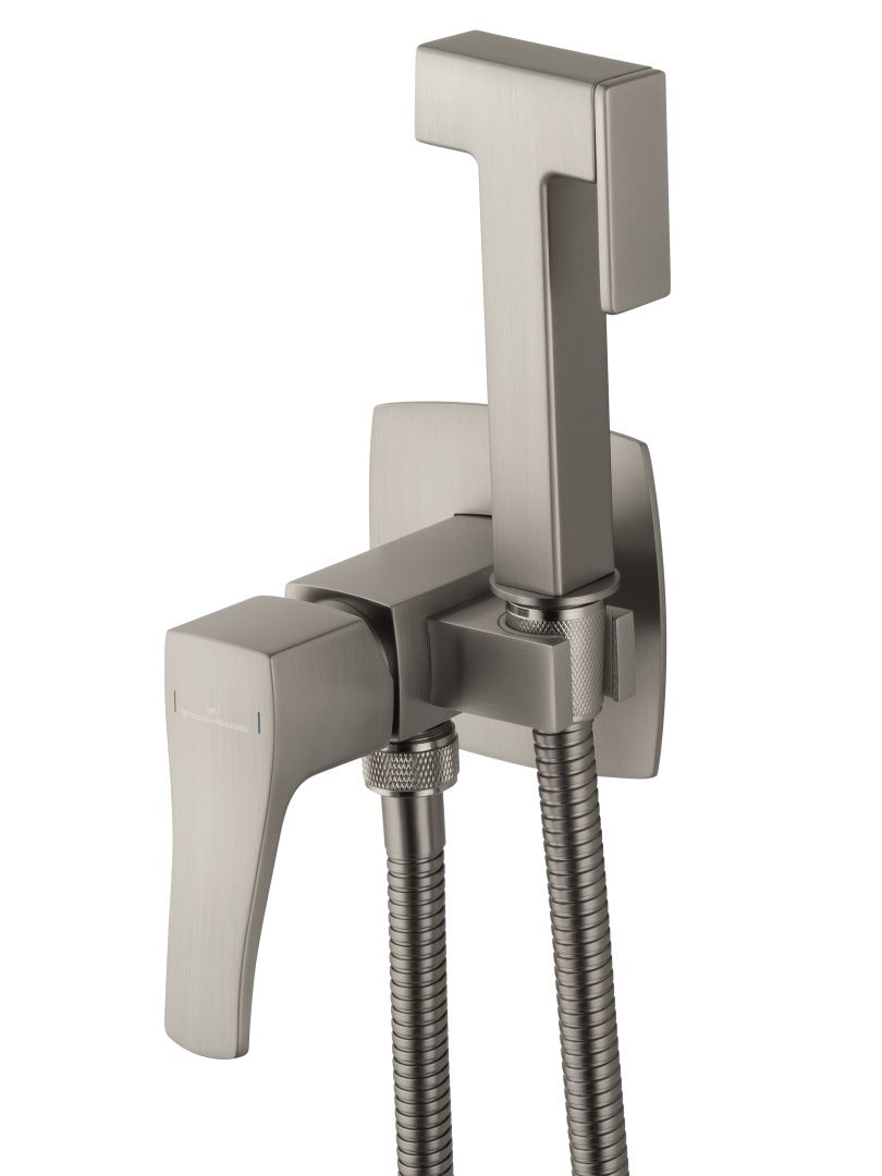 Приобрести смеситель с гигиеническим душем встраиваемый wonzon & woghand flex, брашированный никель (ww-88829072-bn)