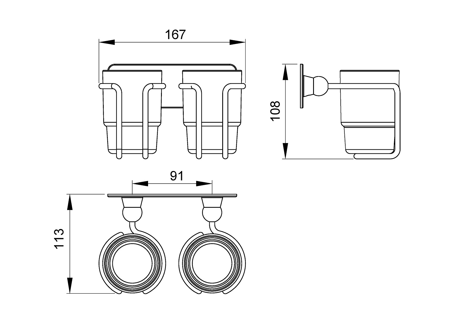 Приобрести стакан для зубных щеток двойной timo nelson 150032/00 хром
