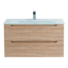 BelBagno Тумба с раковиной ETNA 100 см, подвесная Rovere Bianco, стеклянная раковина