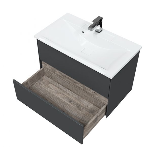 Приобрести mirsant тумба sole ultra, подвесная с раковиной more 80 см, серая матовая ут000068464