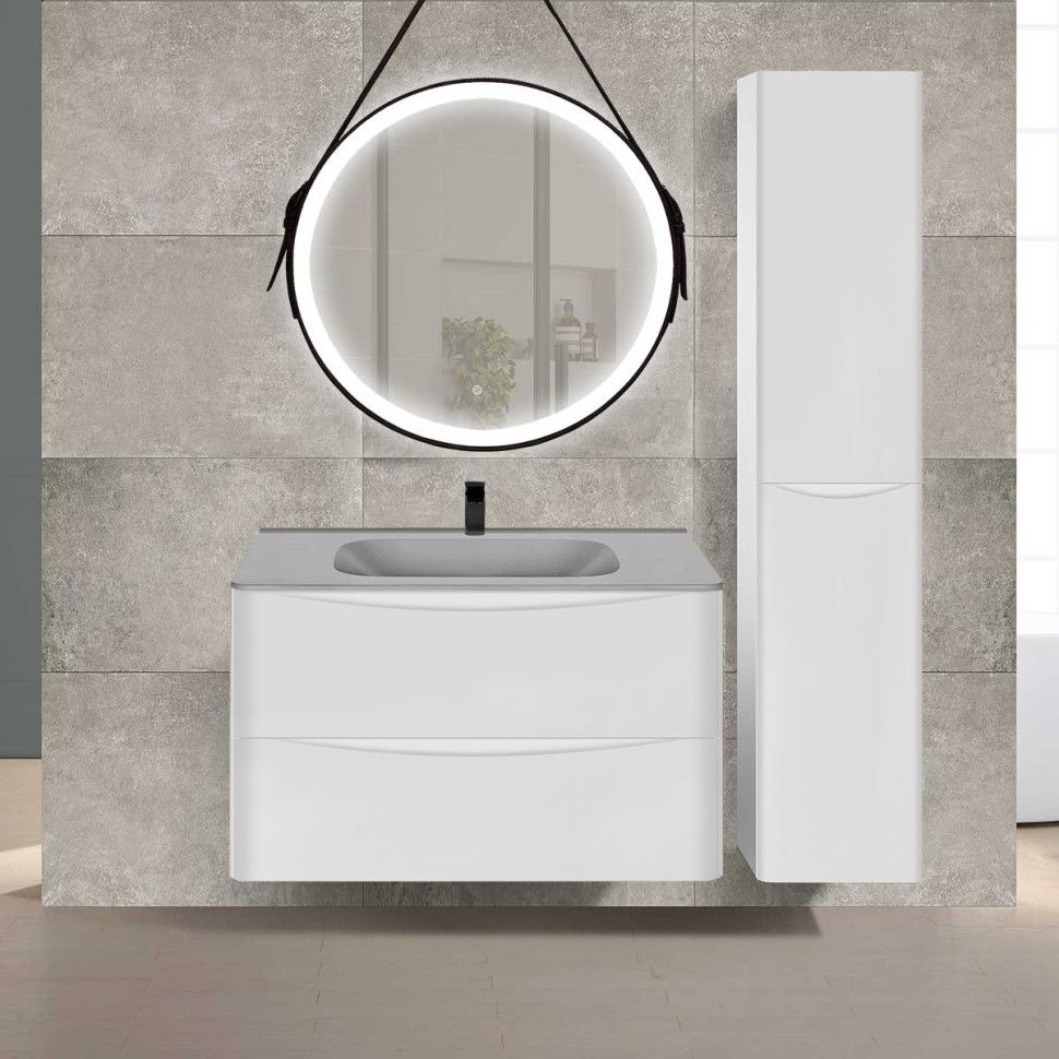 Приобрести vincea тумба подвесная paola 80 см, белая с серой матовой раковиной vmc-2p800gw;vcb-2vp800g