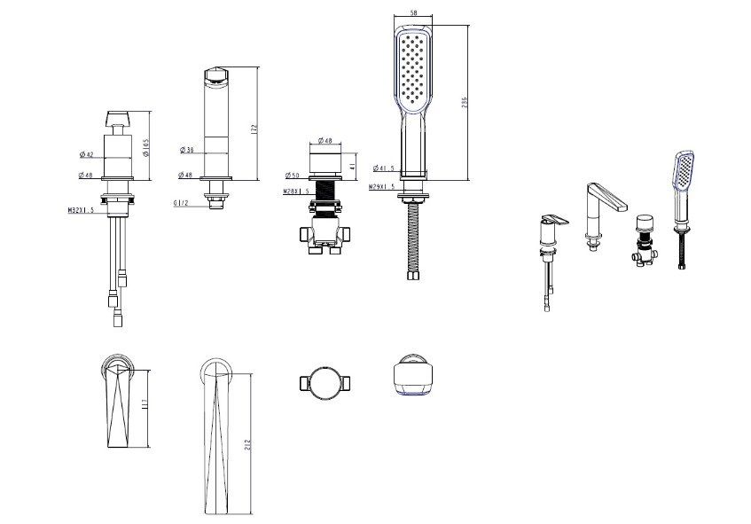 Приобрести boheme смеситель для ванны venturo, врезной, черный\хром 370-b
