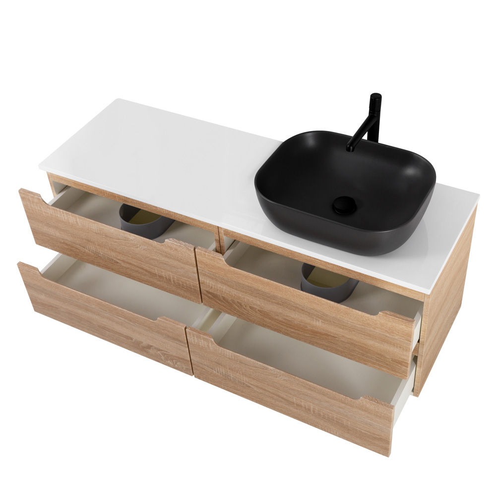 Приобрести belbagno тумба со столешницей etna 120 см, подвесная rovere bianco, раковина справа