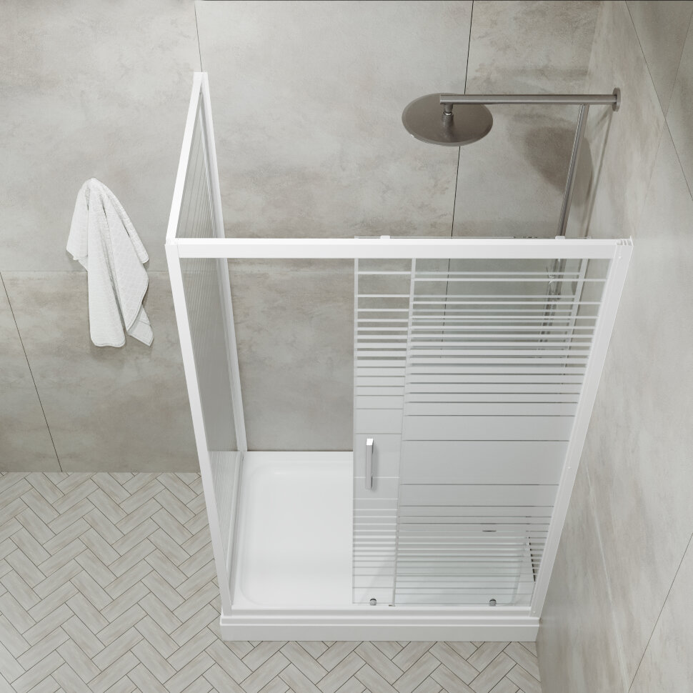 Приобрести triton душевое ограждение фьюжн 120x80 см, белое/узор полосы щ0000038524