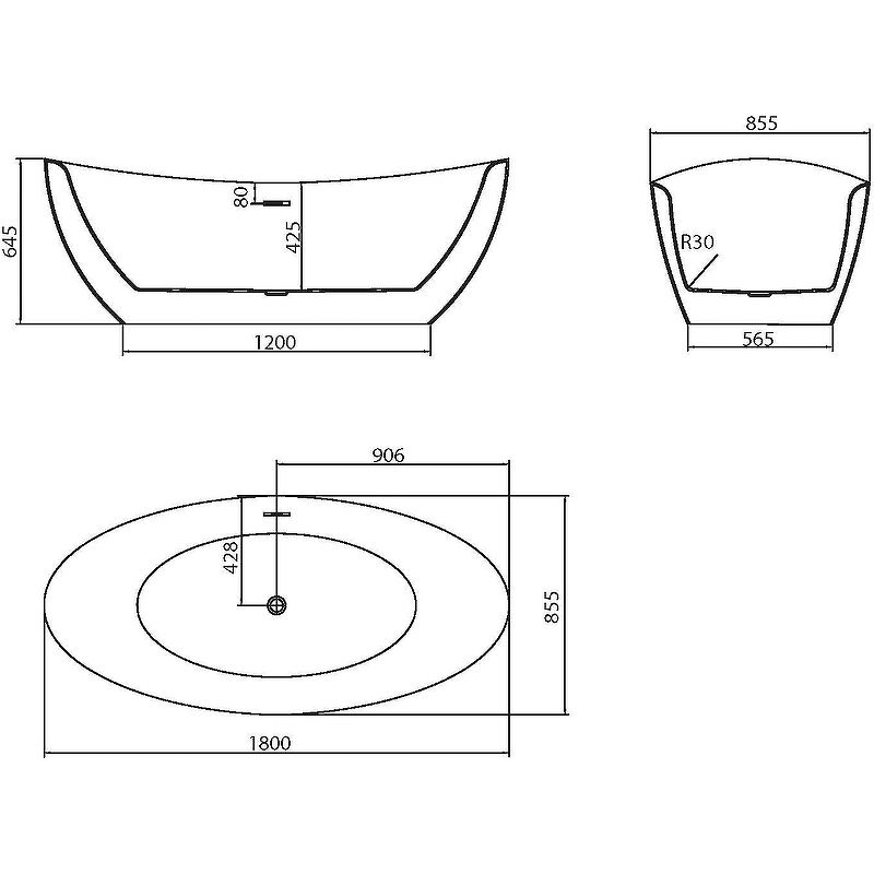 Приобрести grossman отдельностоящая ванна galaxy 180x85 см, белая матовая gr-1402m