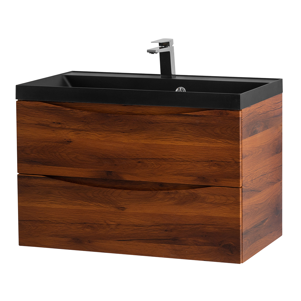 Приобрести belbagno тумба с раковиной marino 80 см, подвесная rovere cillegio, чёрная раковина