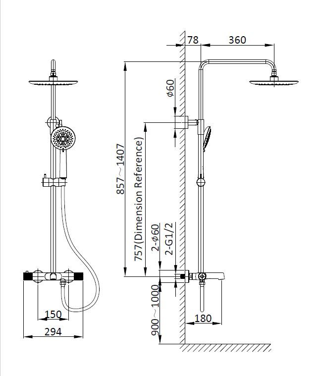 Приобрести vincea душевая стойка desire, термостат, оружейная сталь vsfs-1d1tgm