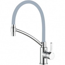 HAIBA Смеситель для кухни 406 мм, гибкий излив, серый\хром HB-73643-3