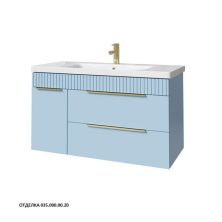 Caprigo Тумба с раковиной MONBAR-Smalty 100 см, левая, голубая, эмаль