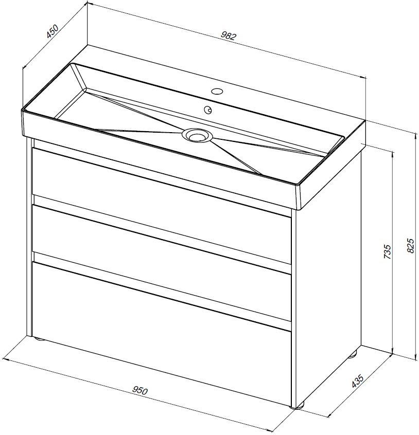 Приобрести aquanet тумба с раковиной nova lite 100 см, белая глянец (3 ящика)