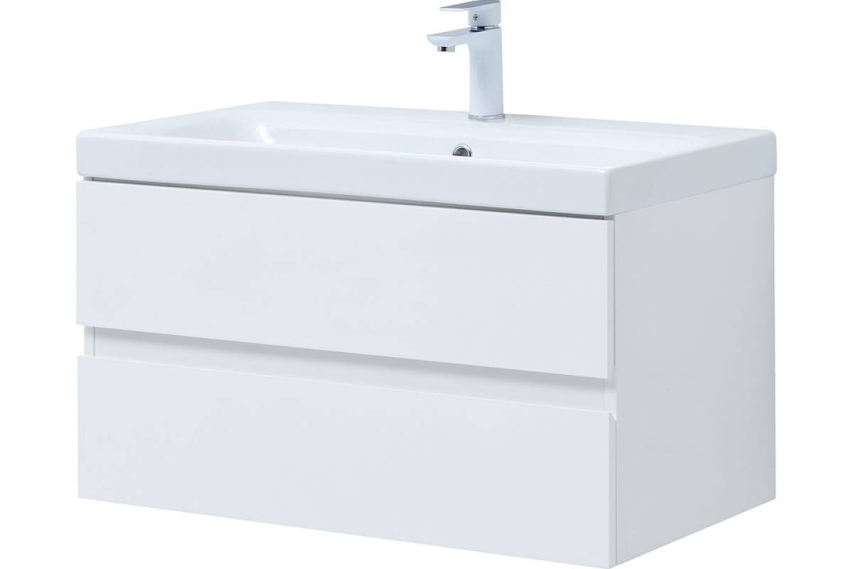 Приобрести aquanet тумба с раковиной беркли 80 см, белая глянец (2 ящика)