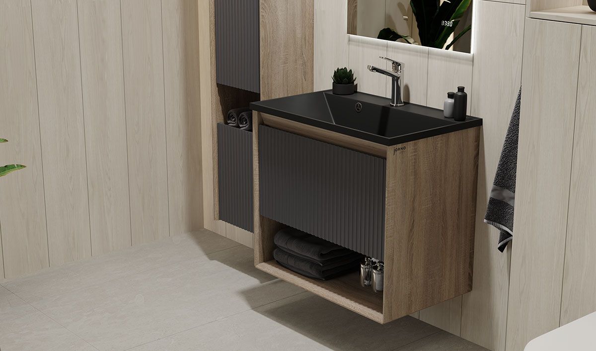 Приобрести jorno тумба подвесная tossony 70 см, антрацит\дуб самдал