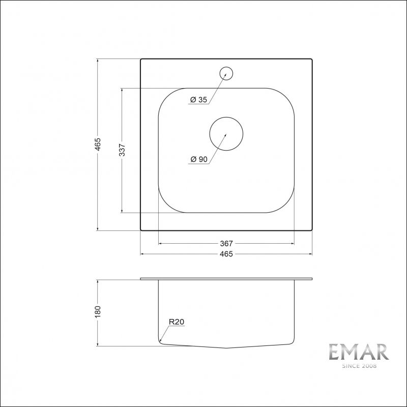 Приобрести emar кухонная мойка 46х46 см, хром emar 130a