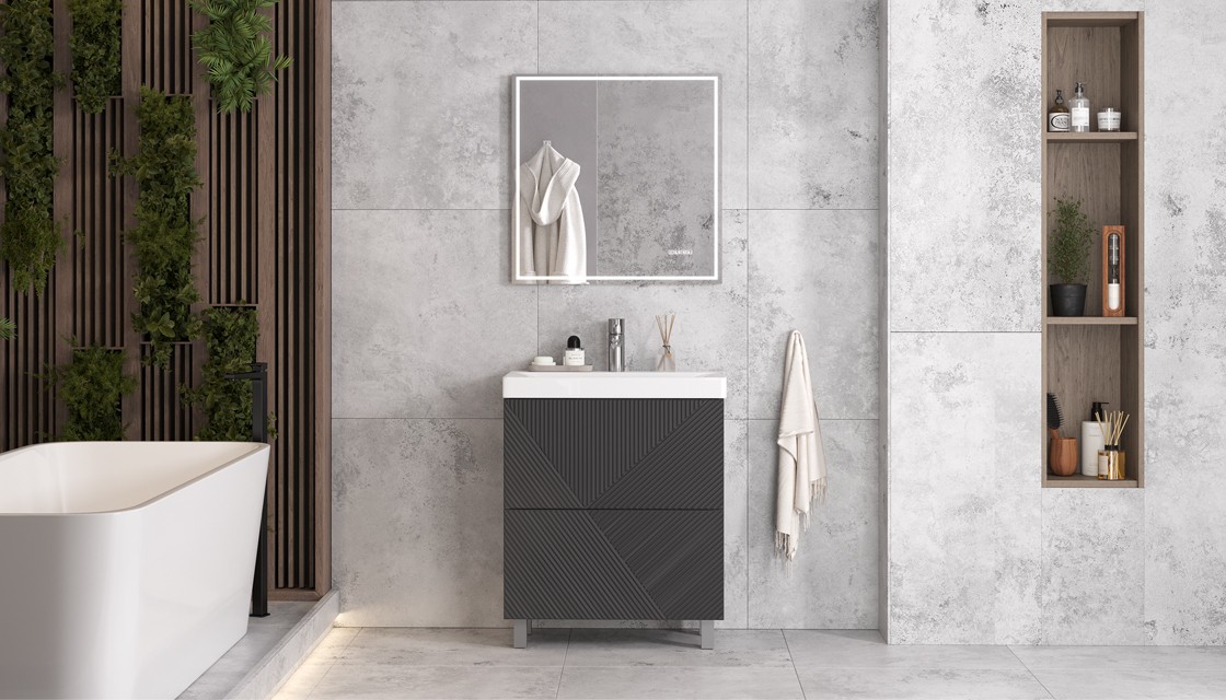 Приобрести тумба напольная с раковиной velvex edge 70 см, графит tnedg.70.2y-231