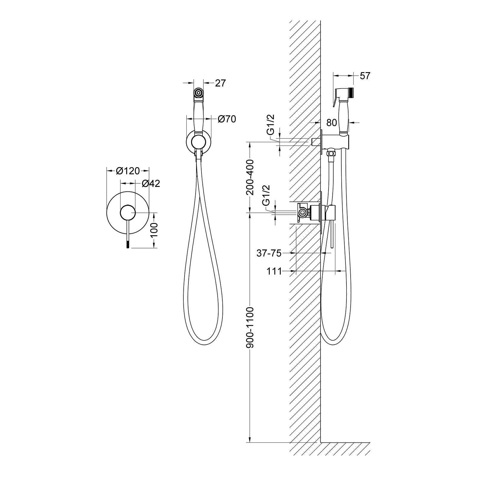 Приобрести смеситель встроенный с гигиеническим душем timo saona 2389/18sm черное золото
