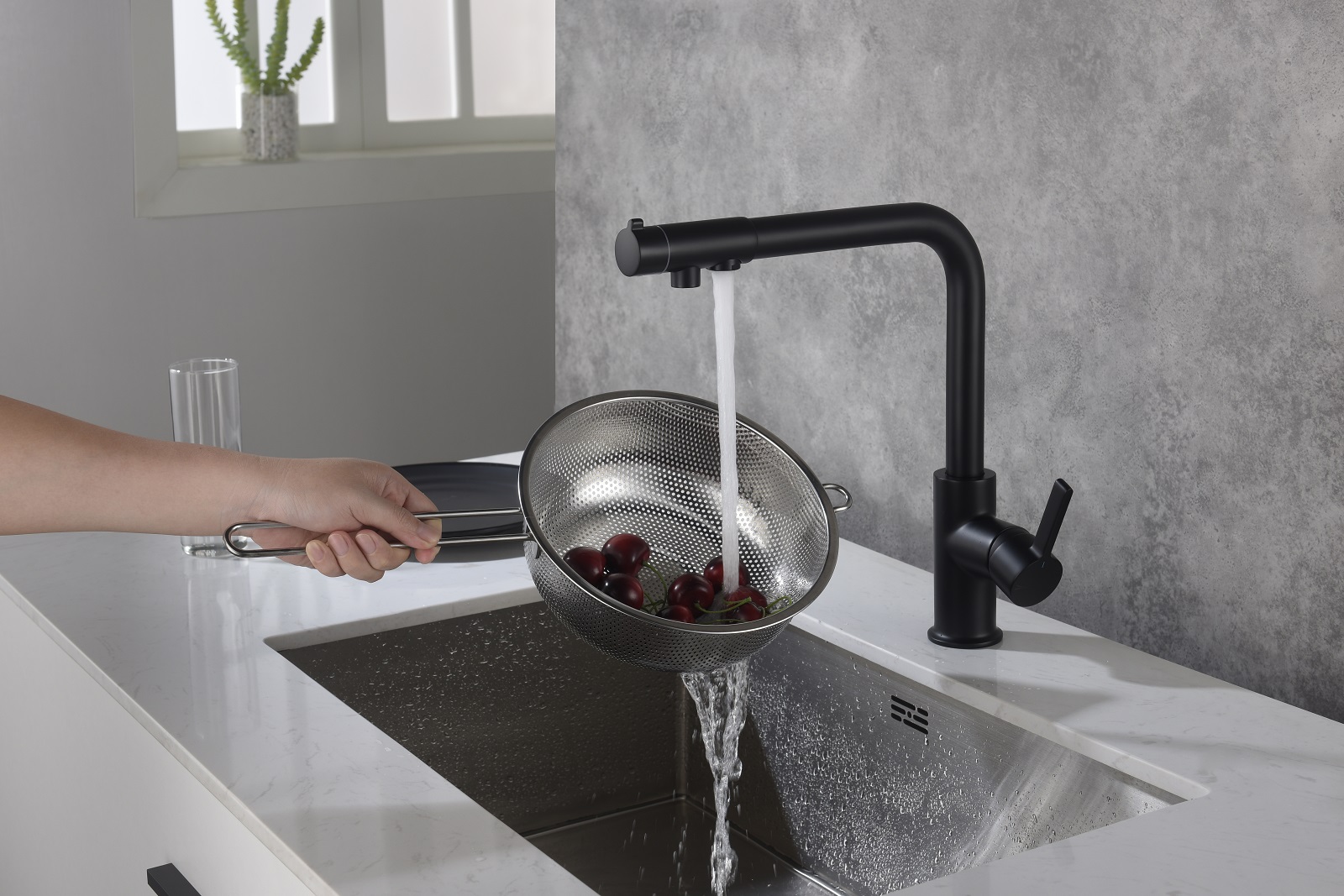 Приобрести смеситель для кухни с подключением фильтра timo hette 1026/03f черный