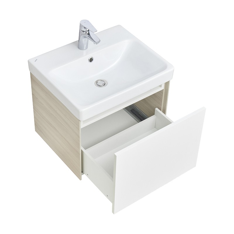 Приобрести тумба подвесная акватон асти 55 с раковиной, белый / ясень шимо