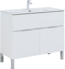 Aquanet Тумба с раковиной Алвита New 100 см, 1 ящик, 2 дверцы, белая матовая