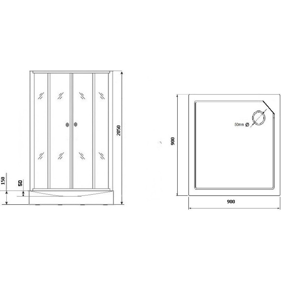 Приобрести grossman душевая кабина classic 90х90 см, квадратная, черный\ узор gr271qr