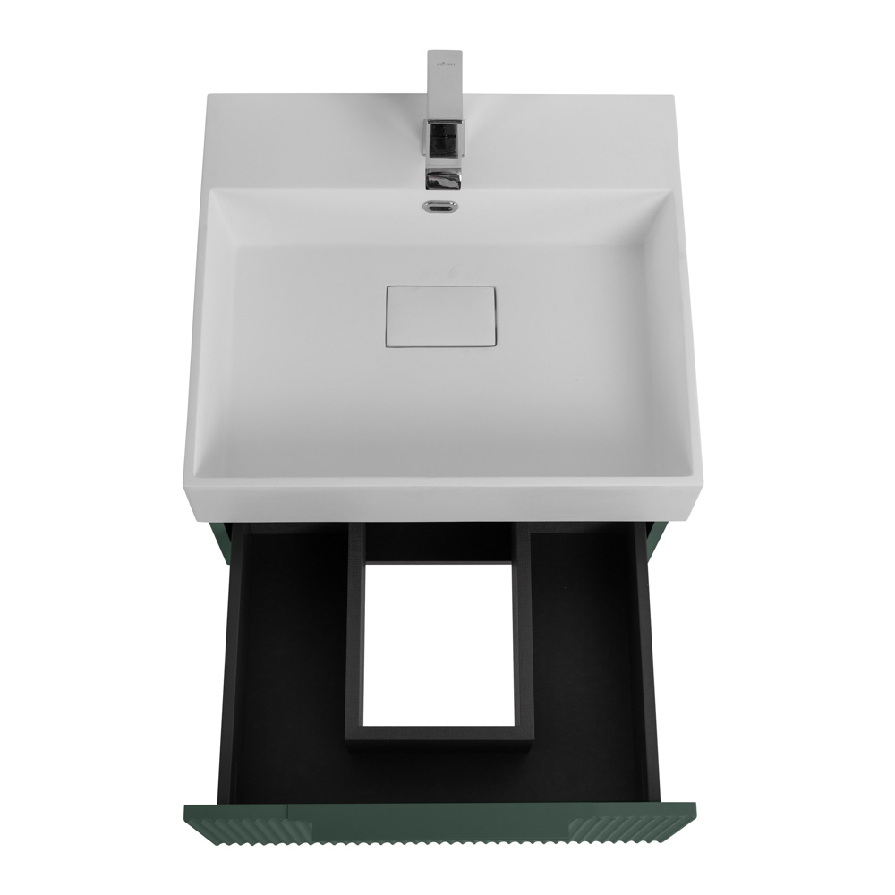 Приобрести cezares тумба подвесная с раковиной premium 50 см plisse verde opaco, серая 55415