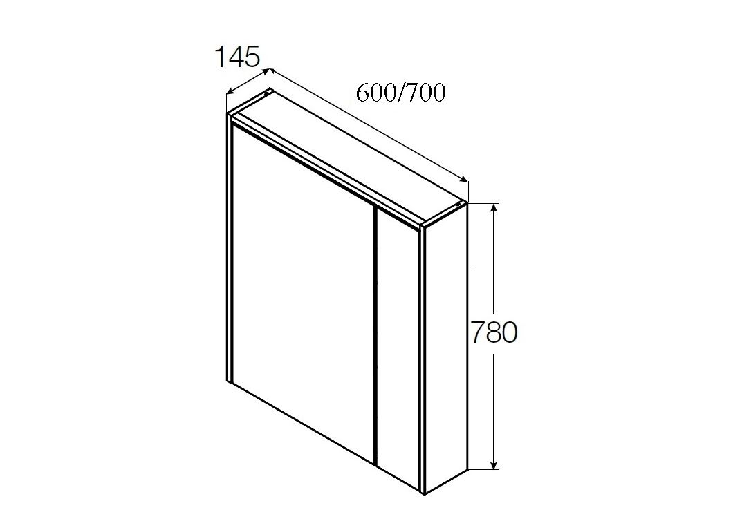 Приобрести ronda шкаф зеркальный 700 мм, белый глянец/антрацит