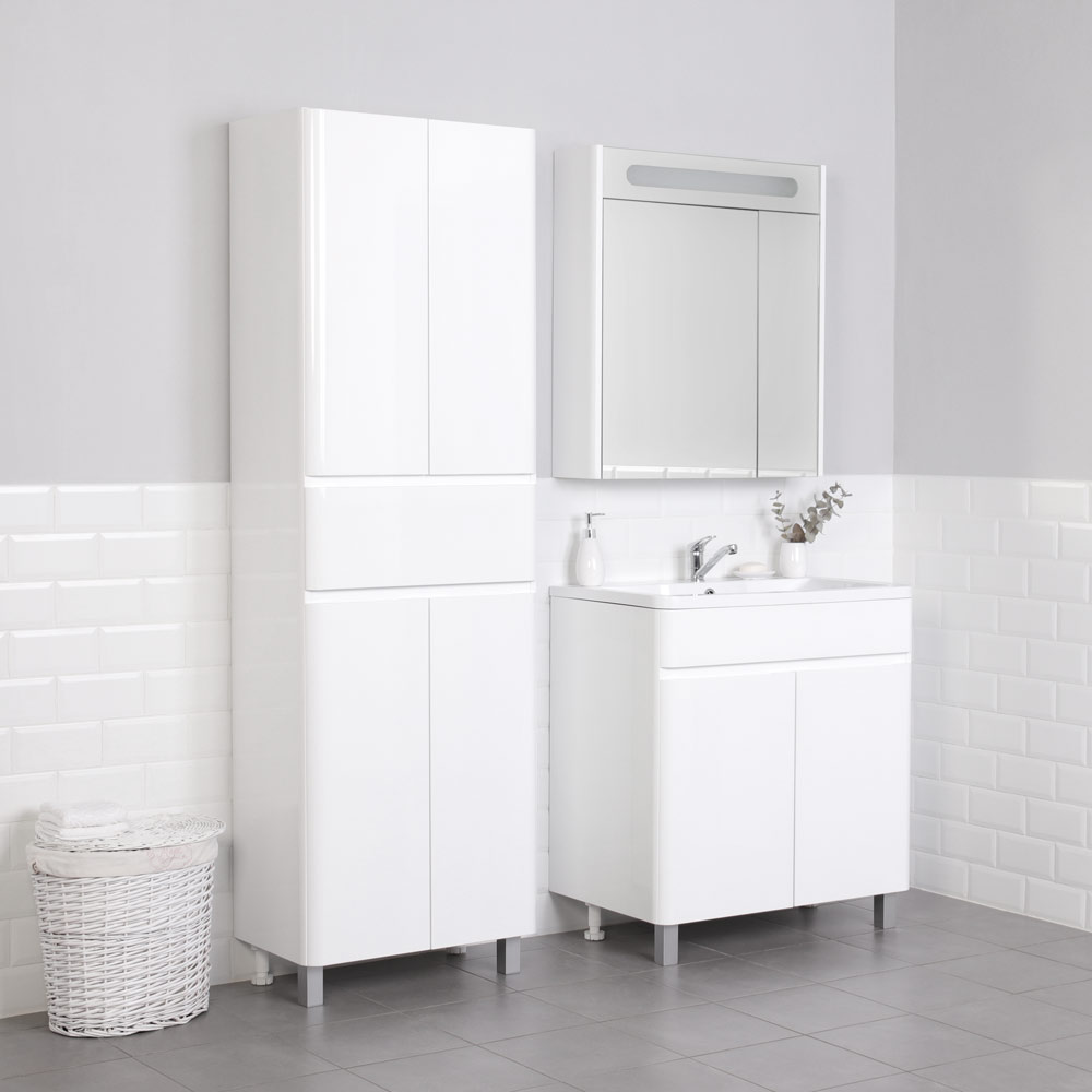 Приобрести тумба напольная итана roberto 80 с раковиной adel 80, белый глянец