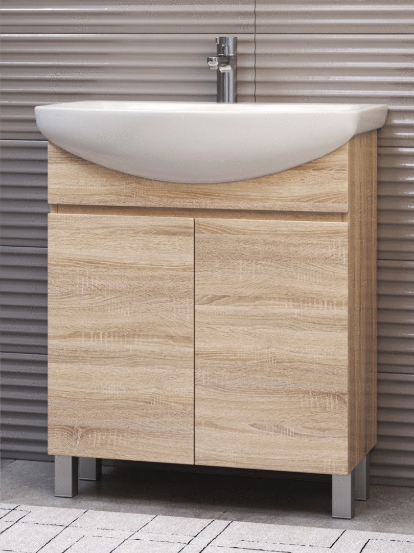 Приобрести vigo тумба с раковиной wing 70см, 2 дверцы, напольная, дуб сонома tn.win.bal.70.2d дуб сонома