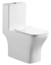 Azario унитаз моноблок Lodi 665x350x750 напольный, горизонтальный слив, сиденье дюропласт микролифт AZ-8617