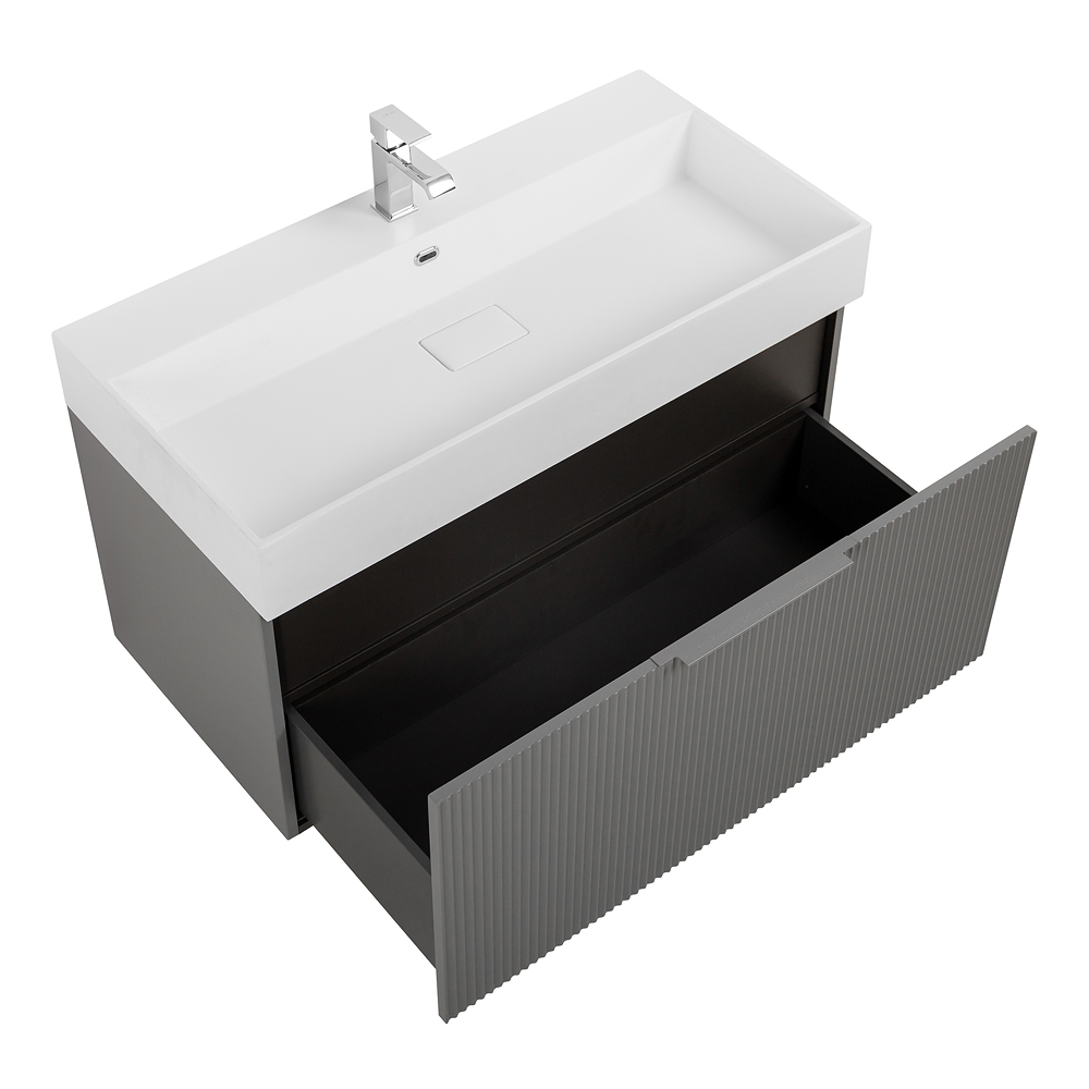 Приобрести cezares тумба подвесная с раковиной premium 90 см plisse grigio nuvola, серая 55444