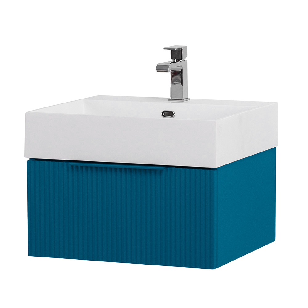 Приобрести cezares тумба подвесная с раковиной premium 50 см plisse blu petrolio, голубая 55413