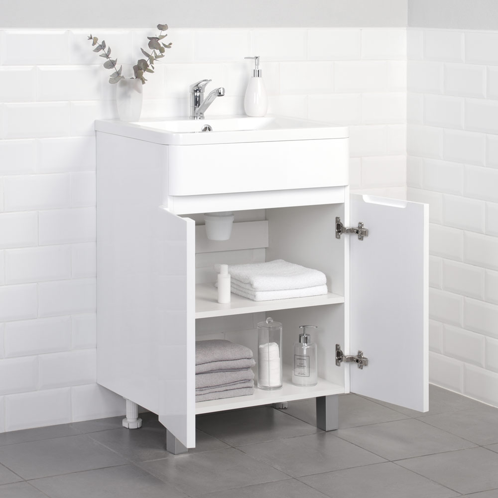 Приобрести тумба напольная итана roberto 60 с раковиной adel 60, белый глянец