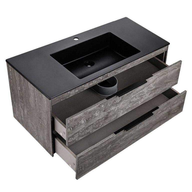 Приобрести vincea тумба подвесная chiara 100 см, серый камень с черной раковиной vmc-2c2100gs;vcb-13100b