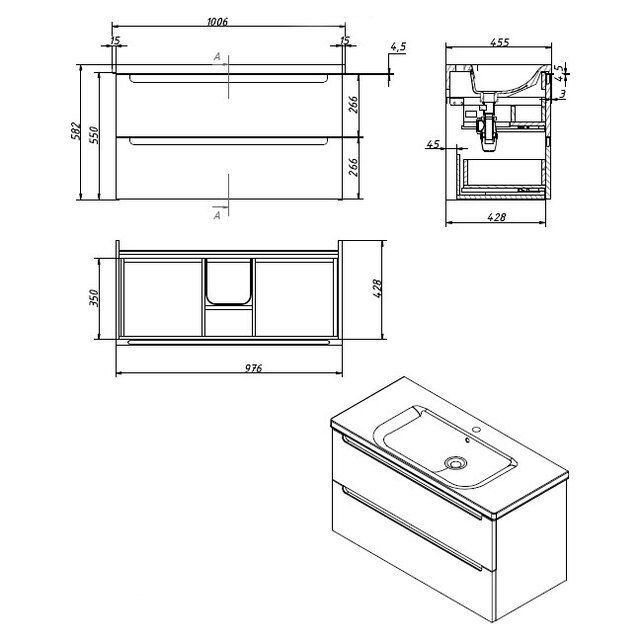 Приобрести caprigo тумба с раковиной termin-smalty 100 см, кремовая, эмаль