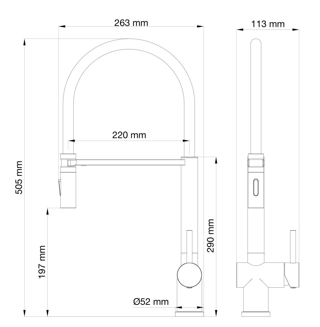Приобрести смеситель для кухни с гибким изливом wonzon & woghand, темный графит (ww-88438003-bgm)