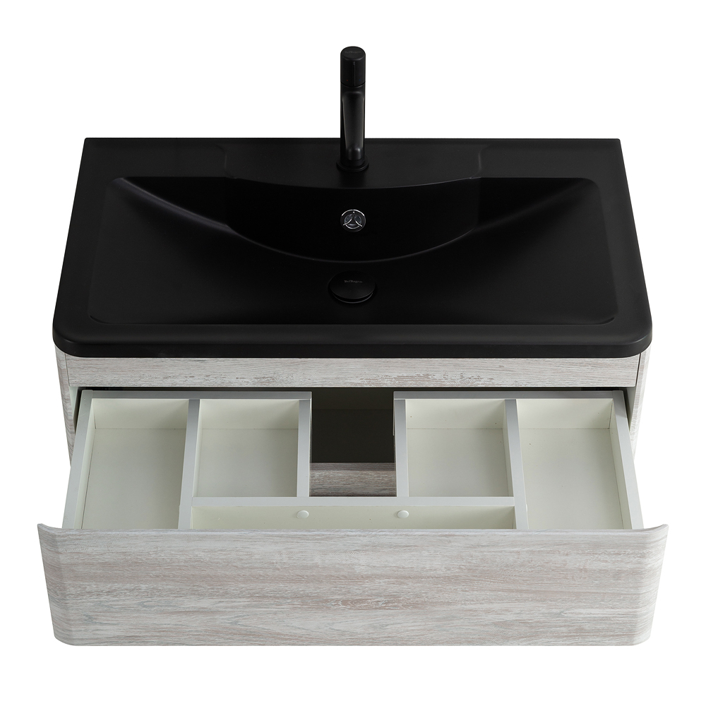 Приобрести belbagno тумба с раковиной albano 100 см, подвесная rovere vintage bianco, чёрная раковина