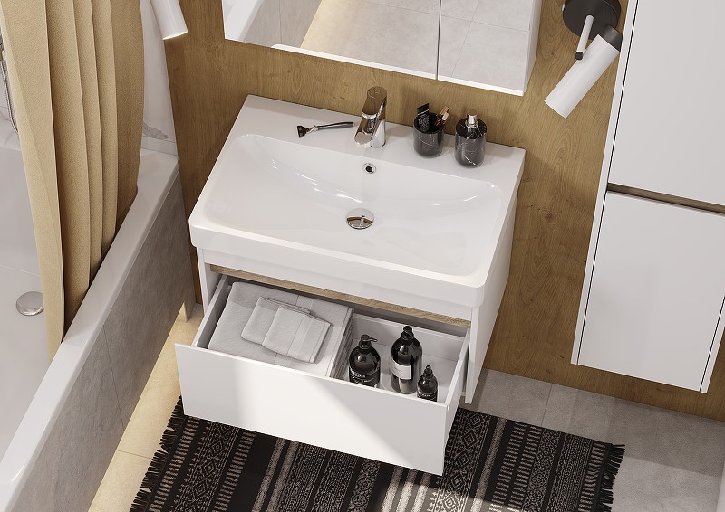 Приобрести тумба подвесная с раковиной марти 70 белый/дуб 