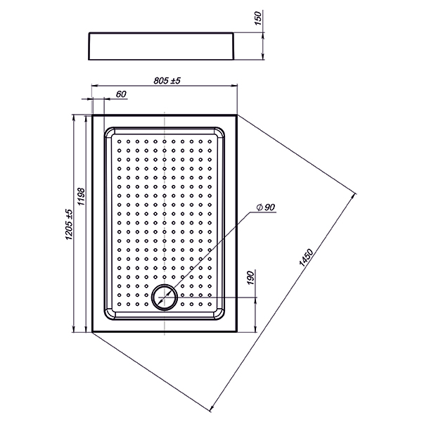 Приобрести sole душевой поддон open/quadro 120х80 см, белый ут000065545