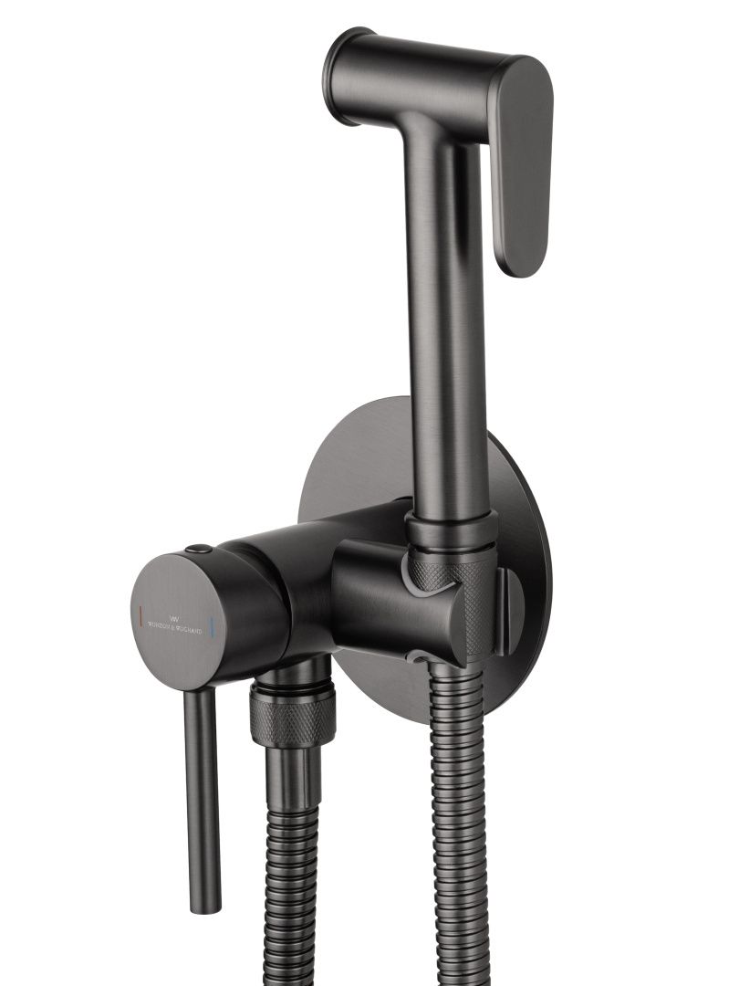 Приобрести смеситель с гигиеническим душем встраиваемый wonzon & woghand stick, темный графит (ww- 88829902-bgm)