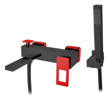 Boheme Смеситель для ванны Q, черный матовый\красный 143-BR