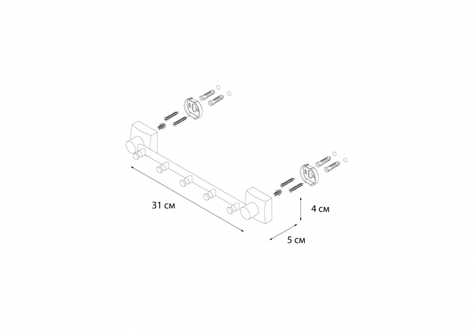 Приобрести fx-61305-5 kvadro планка 5 крючков