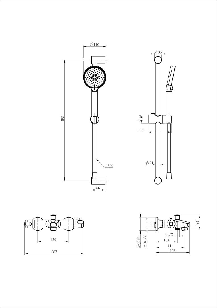 Приобрести смеситель для ванны с душевым гарнитуром и термостатом wonzon & woghand, хром (ww-c2001-a-cr)