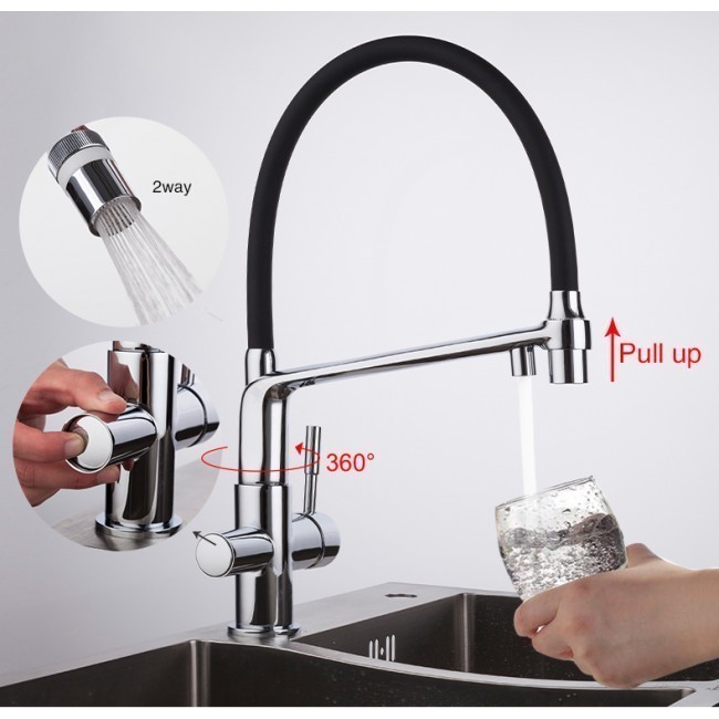 Приобрести gappo смеситель для кухни g4398-7 с фильтром и гибким изливом, хром\черный 94384