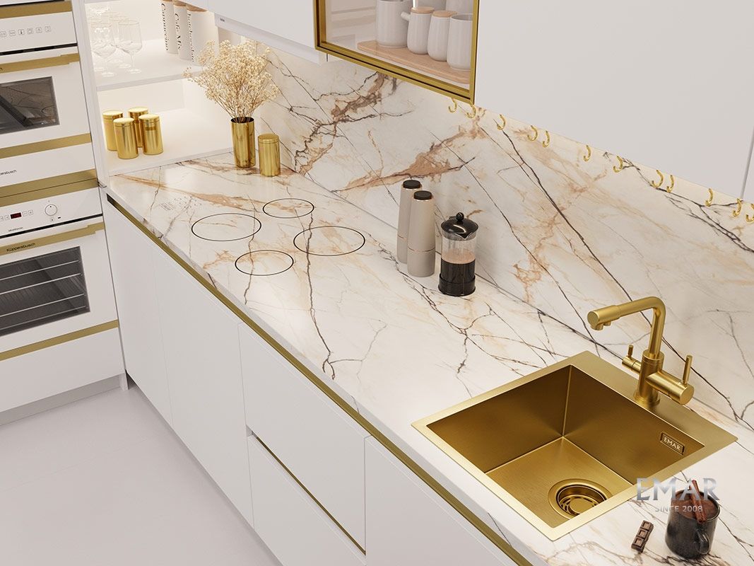 Приобрести emar кухонная мойка 41х51 см, золото emb-128a pvd emb-128a pvd nano golden