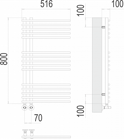 Приобрести terminus полотенцесушитель астра п15 7х80 см, водяной, хром
