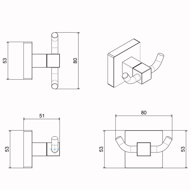 Приобрести azario крючок двойной rina, хром az87005b